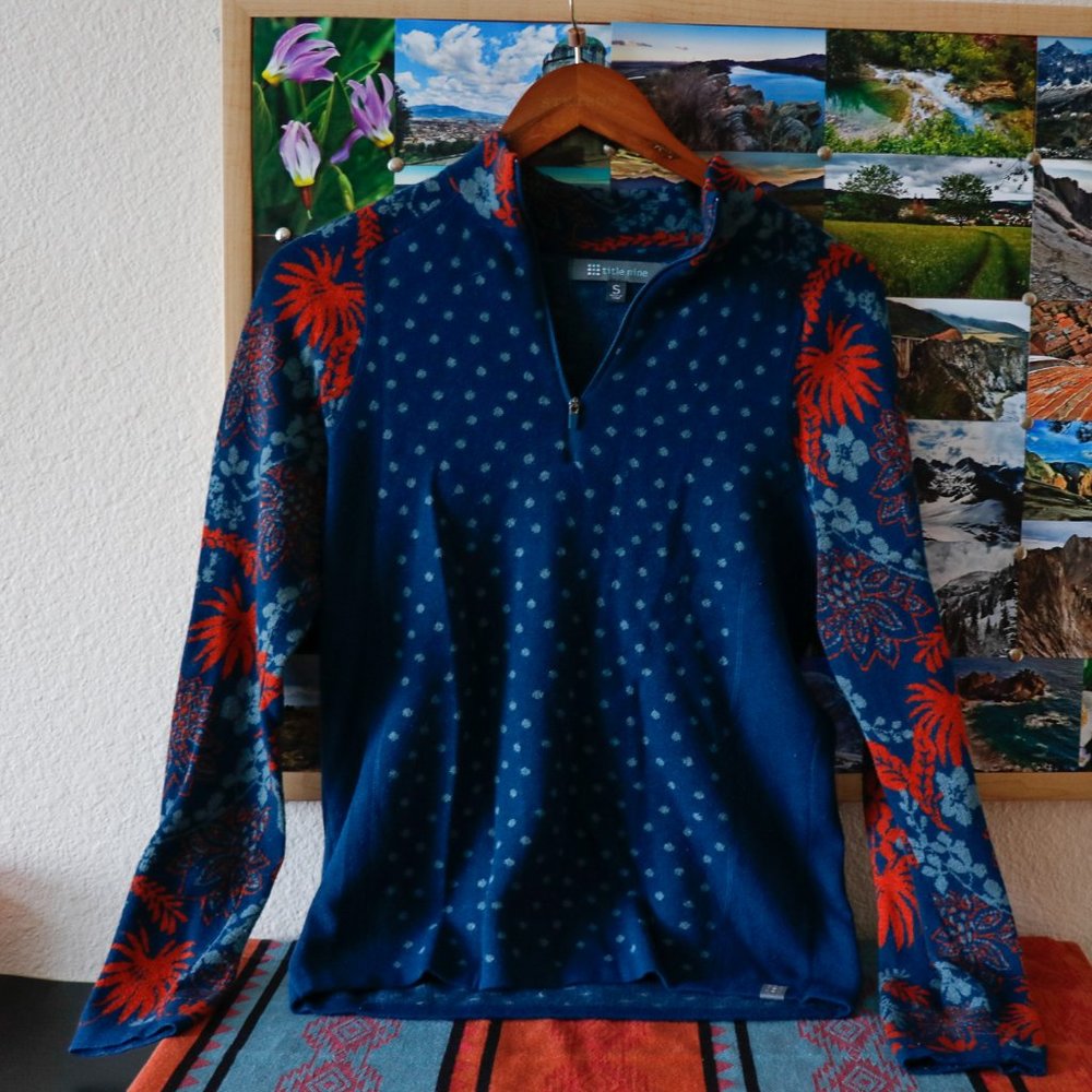 Title Nine Quarter Zip Sweater Floral Pattern -  S